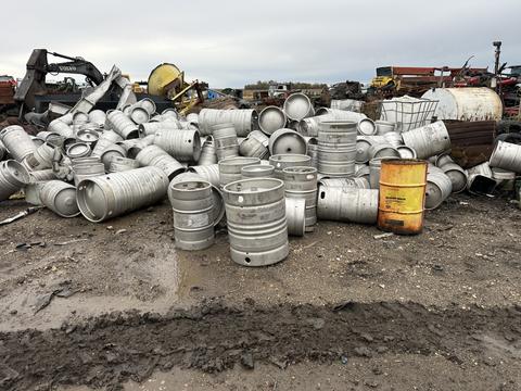 GetMyScrap | Pile of Aluminum Kegs for Scrap Metal Recycling